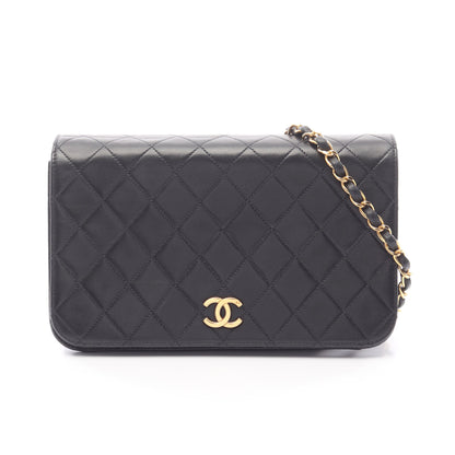 マトラッセ フルフラップ チェーンショルダーバッグ ラムスキン ブラック ゴールド金具 シャネル バッグ CHANEL
