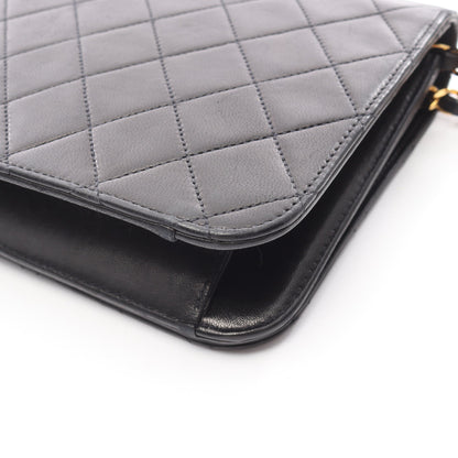 マトラッセ フルフラップ チェーンショルダーバッグ ラムスキン ブラック ゴールド金具 シャネル バッグ CHANEL