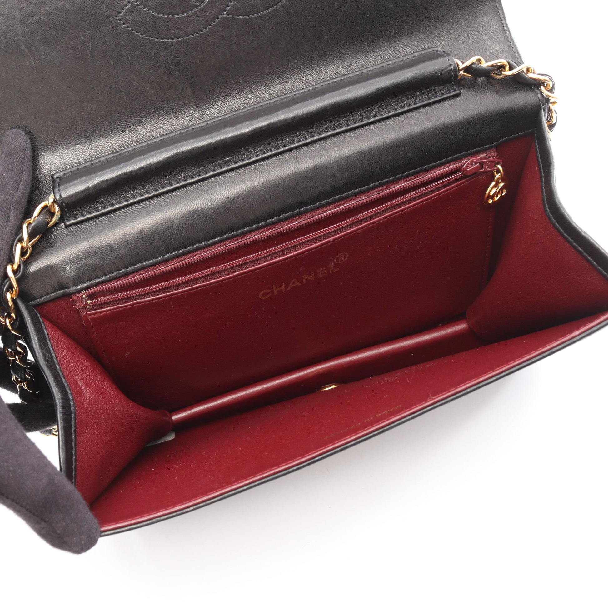 マトラッセ フルフラップ チェーンショルダーバッグ ラムスキン ブラック ゴールド金具 シャネル バッグ CHANEL