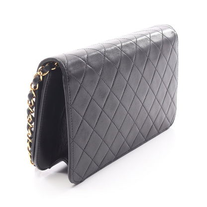マトラッセ フルフラップ チェーンショルダーバッグ ラムスキン ブラック ゴールド金具 シャネル バッグ CHANEL