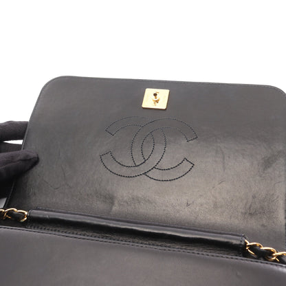 マトラッセ フルフラップ チェーンショルダーバッグ ラムスキン ブラック ゴールド金具 シャネル バッグ CHANEL