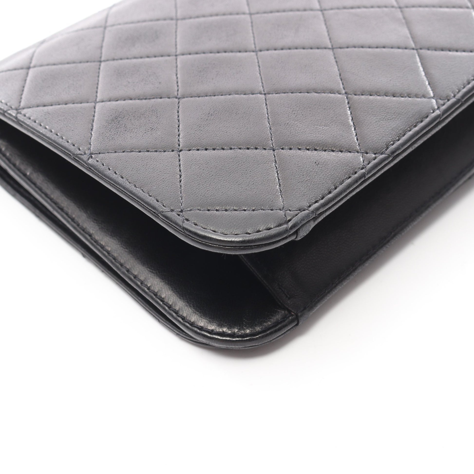 マトラッセ フルフラップ チェーンショルダーバッグ ラムスキン ブラック ゴールド金具 シャネル バッグ CHANEL