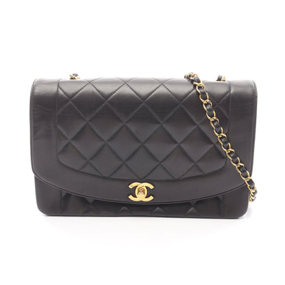 マトラッセ ダイアナフラップ チェーンショルダーバッグ ラムスキン ブラック ゴールド金具 シャネル バッグ CHANEL