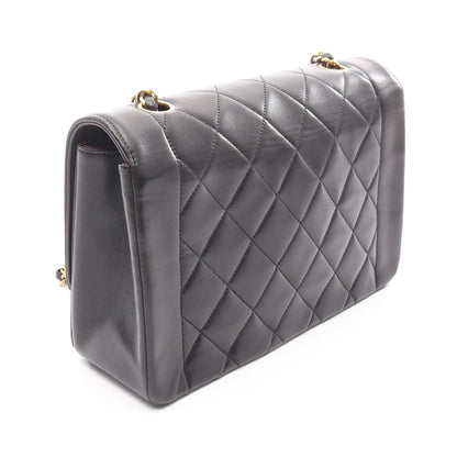 マトラッセ ダイアナフラップ チェーンショルダーバッグ ラムスキン ブラック ゴールド金具 シャネル バッグ CHANEL