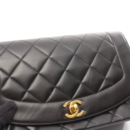 マトラッセ ダイアナフラップ チェーンショルダーバッグ ラムスキン ブラック ゴールド金具 シャネル バッグ CHANEL