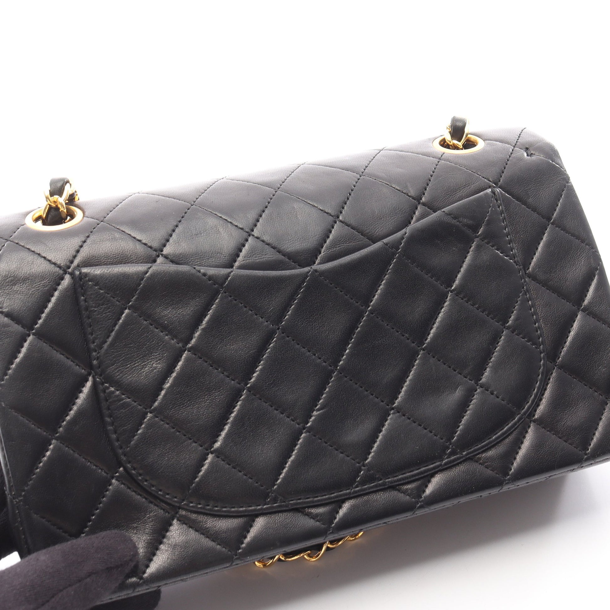 マトラッセ Wフラップ Wチェーンショルダーバッグ ラムスキン ブラック ゴールド金具 シャネル バッグ CHANEL