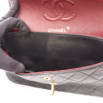 マトラッセ Wフラップ Wチェーンショルダーバッグ ラムスキン ブラック ゴールド金具 シャネル バッグ CHANEL