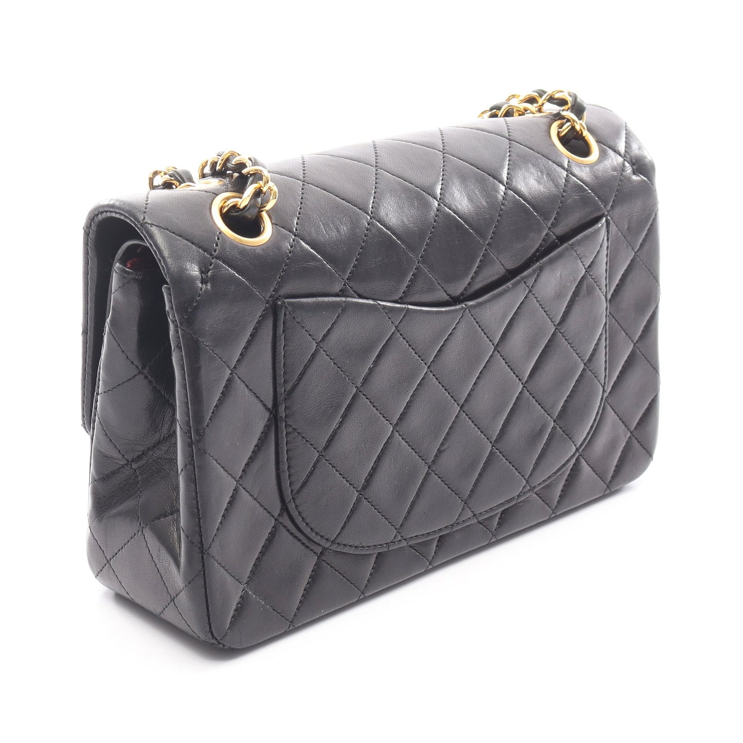 マトラッセ Wフラップ Wチェーンショルダーバッグ ラムスキン ブラック ゴールド金具 シャネル バッグ CHANEL