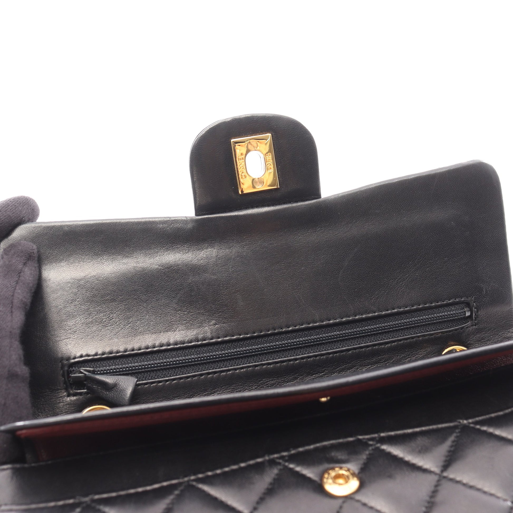 マトラッセ Wフラップ Wチェーンショルダーバッグ ラムスキン ブラック ゴールド金具 シャネル バッグ CHANEL
