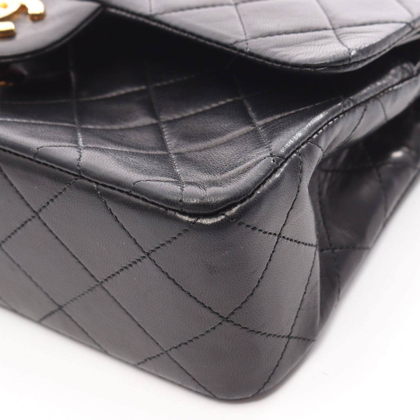 マトラッセ Wフラップ Wチェーンショルダーバッグ ラムスキン ブラック ゴールド金具 シャネル バッグ CHANEL