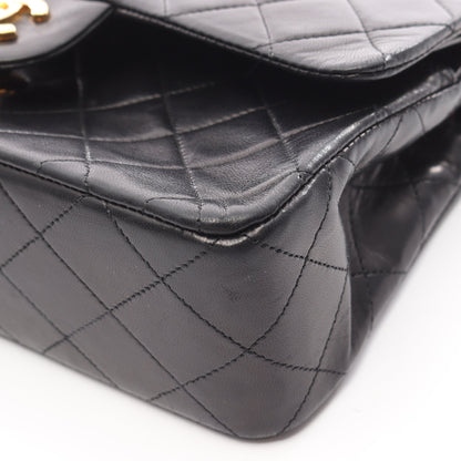 マトラッセ Wフラップ Wチェーンショルダーバッグ ラムスキン ブラック ゴールド金具 シャネル バッグ CHANEL