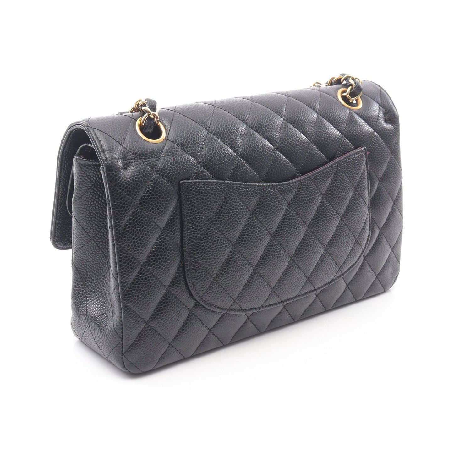 マトラッセ Wフラップ Wチェーンショルダーバッグ キャビアスキン ブラック ゴールド金具 シャネル バッグ CHANEL