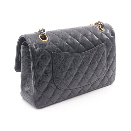 マトラッセ Wフラップ Wチェーンショルダーバッグ キャビアスキン ブラック ゴールド金具 シャネル バッグ CHANEL
