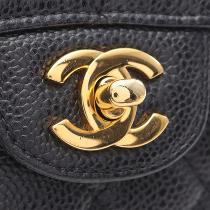 マトラッセ Wフラップ Wチェーンショルダーバッグ キャビアスキン ブラック ゴールド金具 シャネル バッグ CHANEL
