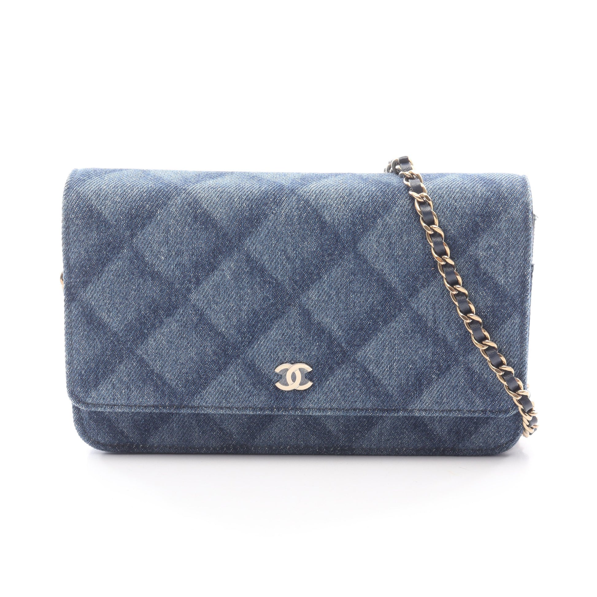 マトラッセ チェーンウォレット デニム インディゴブルー ゴールド金具 シャネル バッグ CHANEL