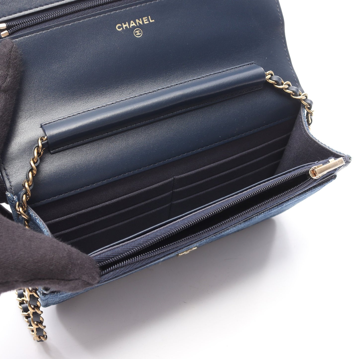 マトラッセ チェーンウォレット デニム インディゴブルー ゴールド金具 シャネル バッグ CHANEL