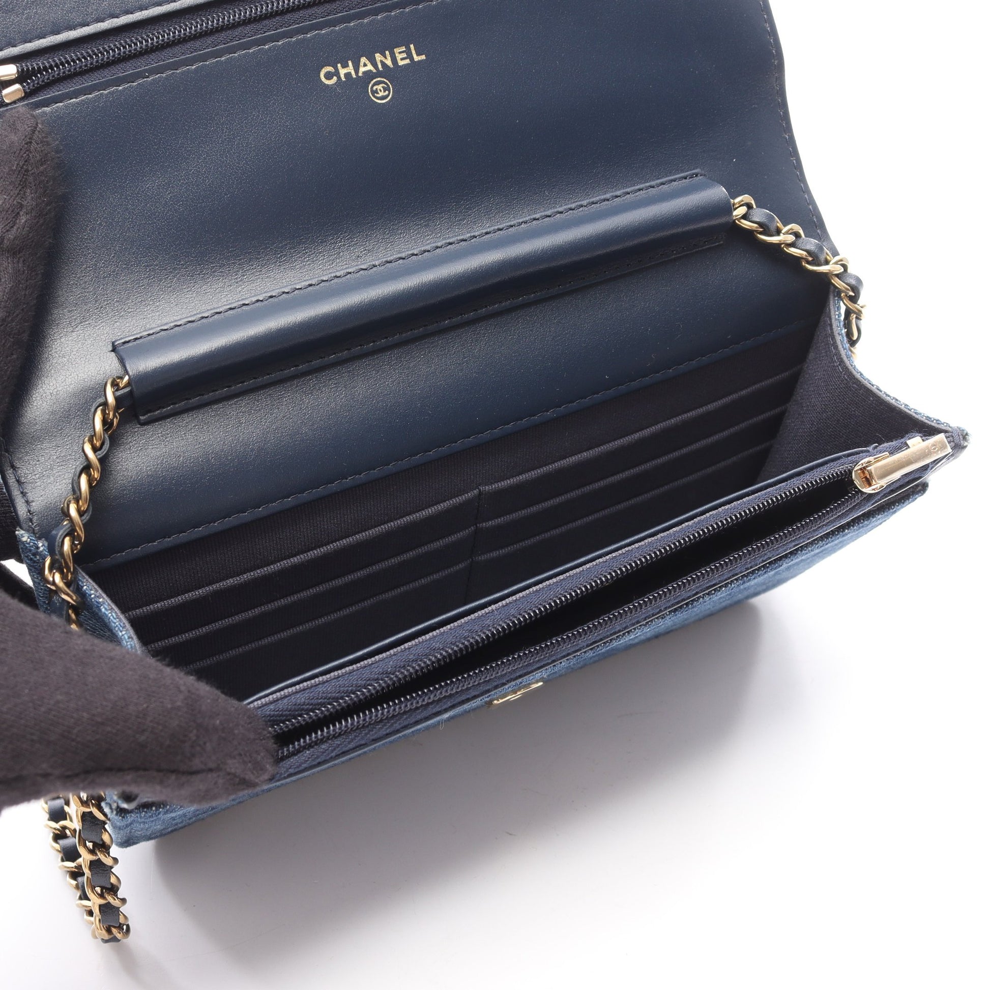 マトラッセ チェーンウォレット デニム インディゴブルー ゴールド金具 シャネル バッグ CHANEL
