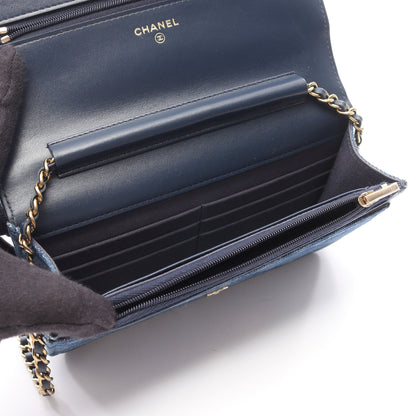 マトラッセ チェーンウォレット デニム インディゴブルー ゴールド金具 シャネル バッグ CHANEL