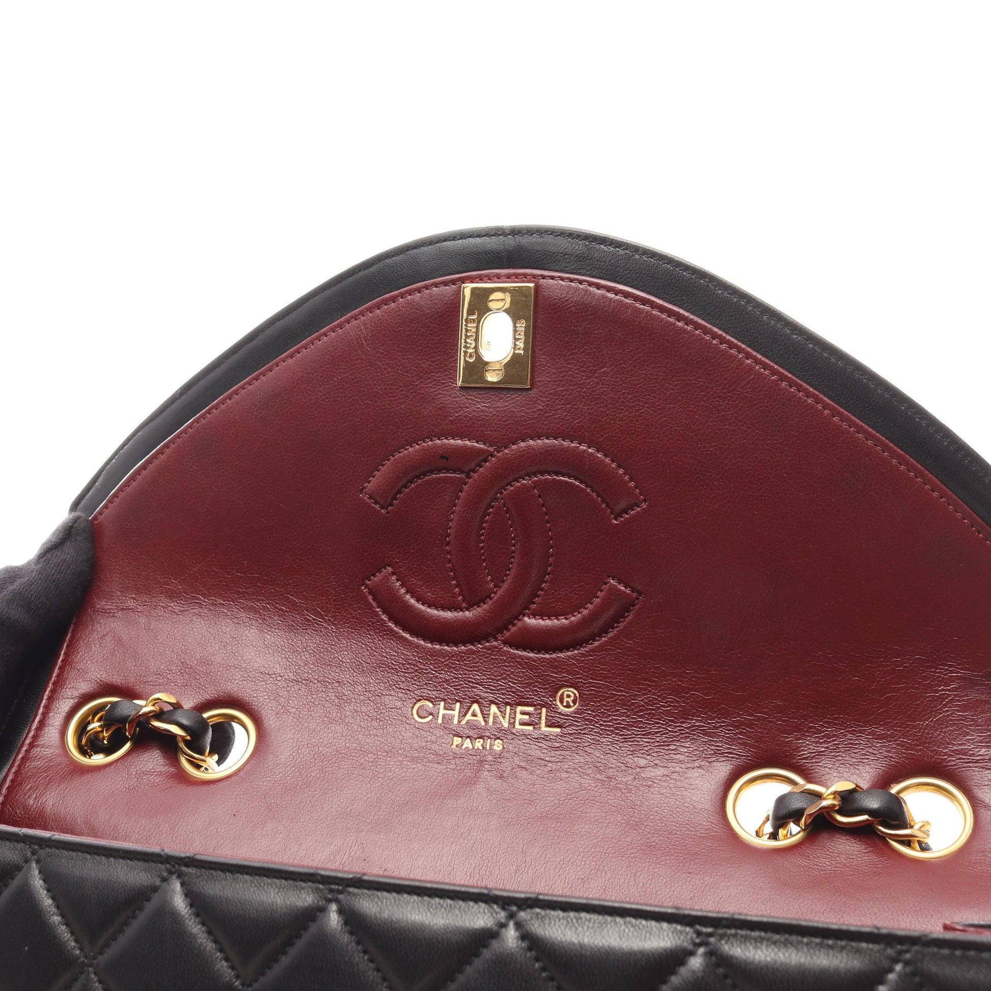 マトラッセ Wチェーンショルダーバッグ ラムスキン ブラック ゴールド金具 シャネル バッグ CHANEL