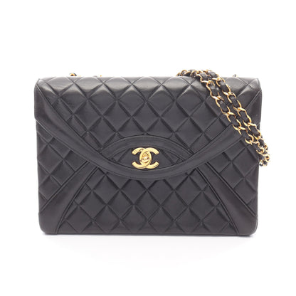 マトラッセ Wチェーンショルダーバッグ ラムスキン ブラック ゴールド金具 シャネル バッグ CHANEL