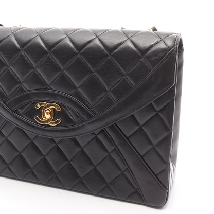 マトラッセ Wチェーンショルダーバッグ ラムスキン ブラック ゴールド金具 シャネル バッグ CHANEL