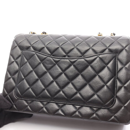 マトラッセ Wチェーンショルダーバッグ ラムスキン ブラック ゴールド金具 シャネル バッグ CHANEL