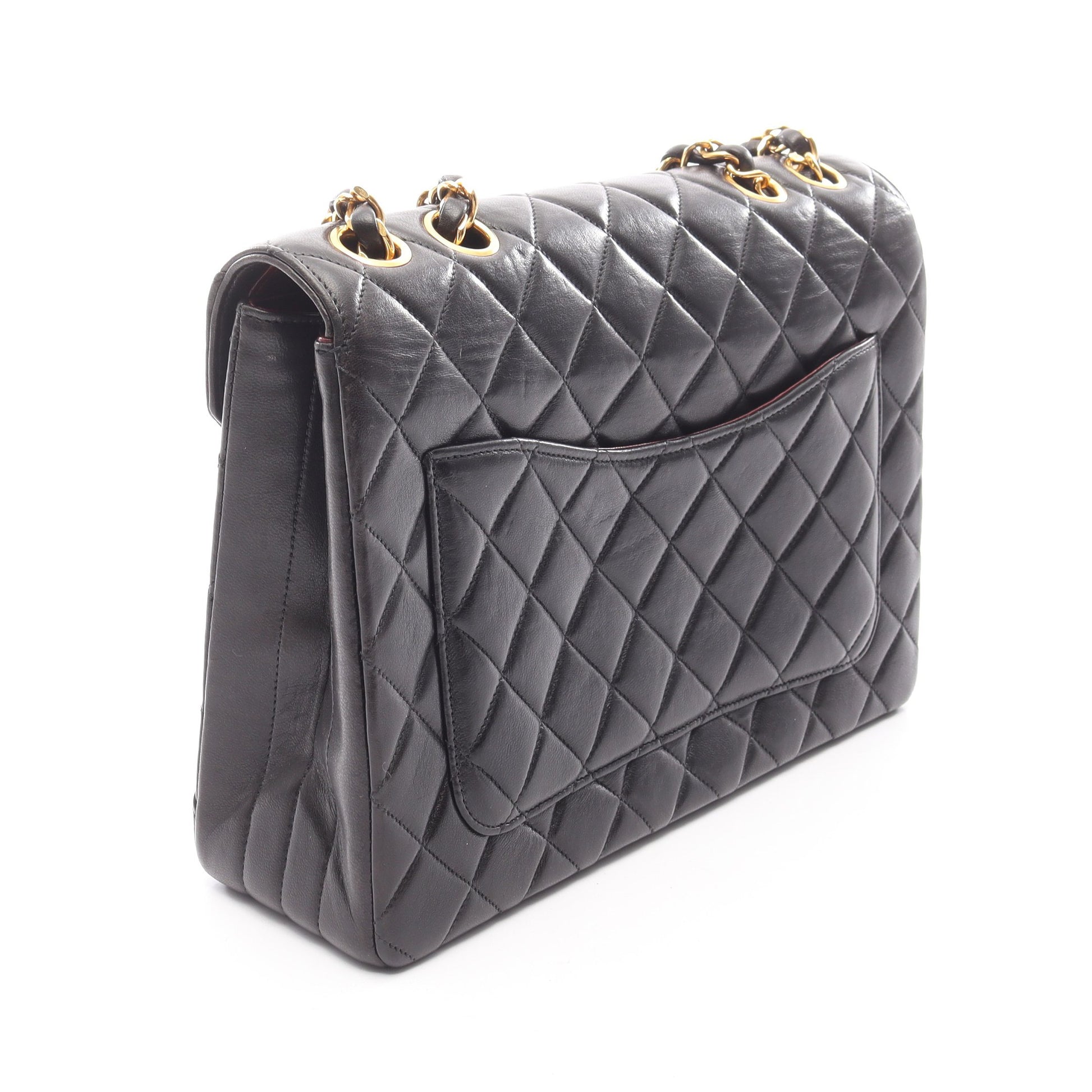 マトラッセ Wチェーンショルダーバッグ ラムスキン ブラック ゴールド金具 シャネル バッグ CHANEL