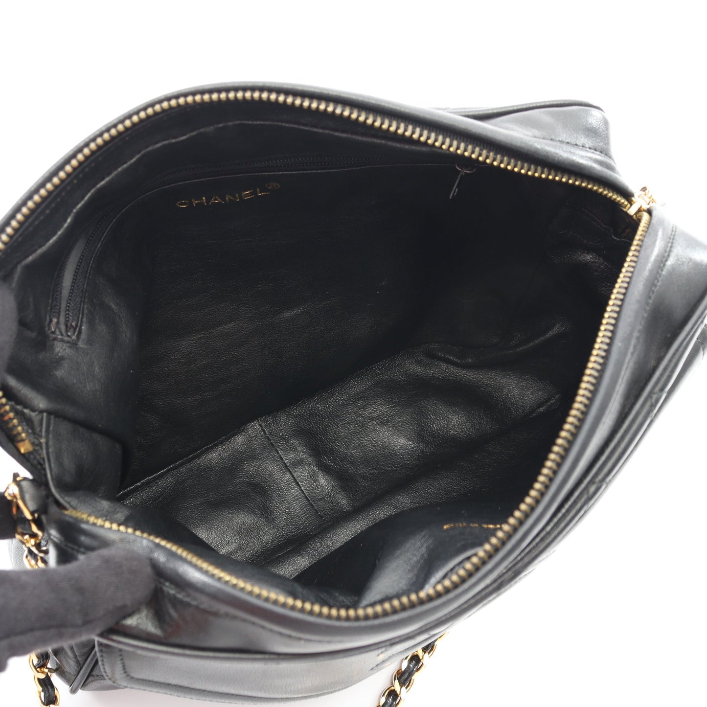 マトラッセ チェーンショルダーバッグ ラムスキン ブラック ゴールド金具 フリンジ シャネル バッグ CHANEL