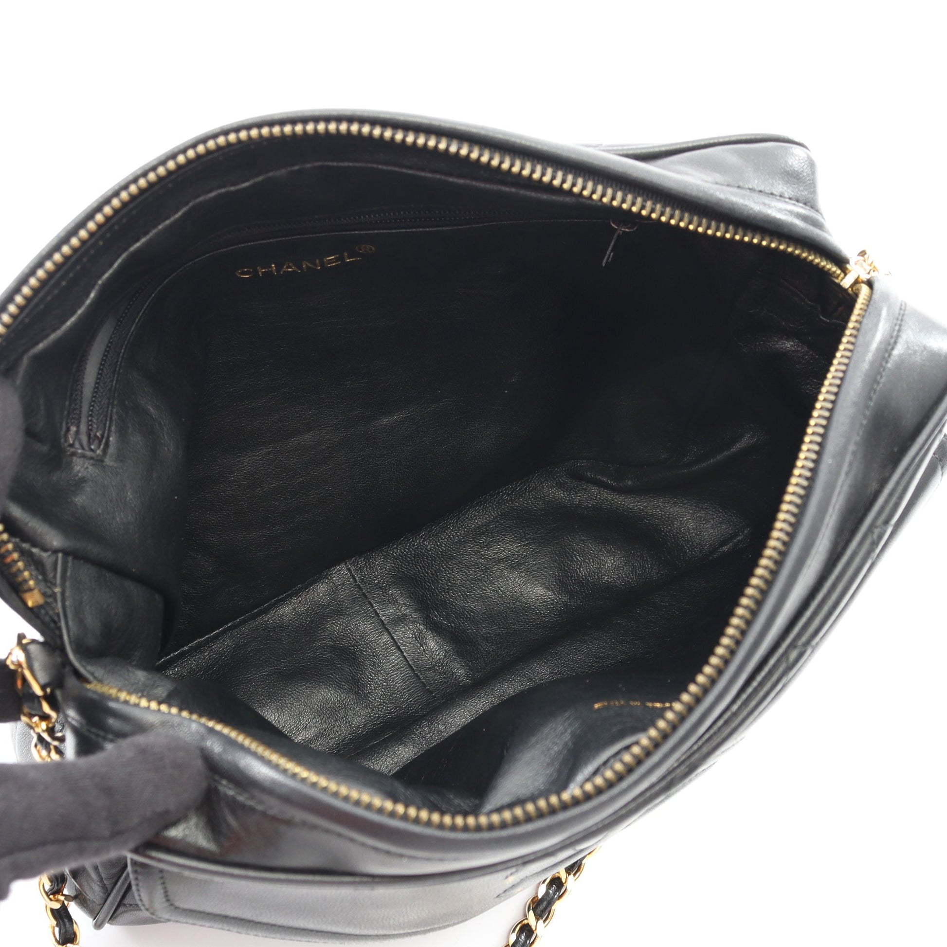 マトラッセ チェーンショルダーバッグ ラムスキン ブラック ゴールド金具 フリンジ シャネル バッグ CHANEL