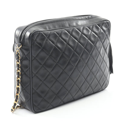 マトラッセ チェーンショルダーバッグ ラムスキン ブラック ゴールド金具 フリンジ シャネル バッグ CHANEL