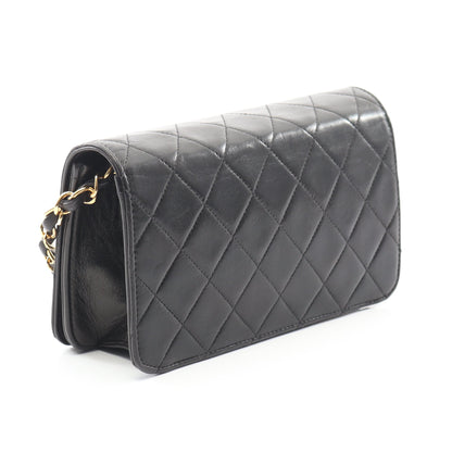 ミニマトラッセ フルフラップ チェーンショルダーバッグ ラムスキン ブラック ゴールド金具 シャネル バッグ CHANEL