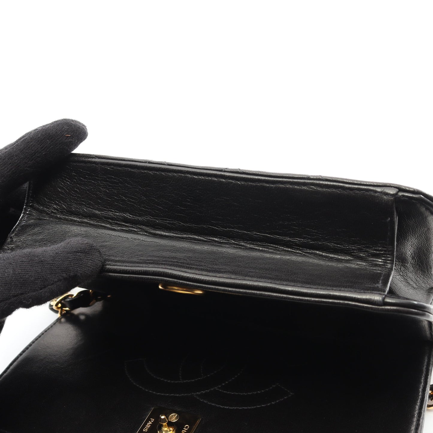 ミニマトラッセ フルフラップ チェーンショルダーバッグ ラムスキン ブラック ゴールド金具 シャネル バッグ CHANEL