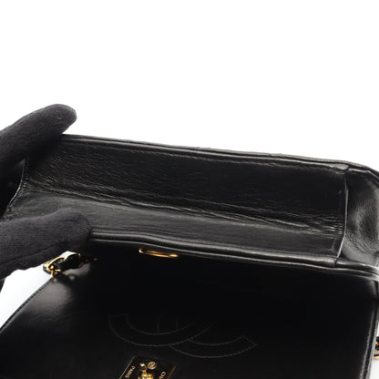 ミニマトラッセ フルフラップ チェーンショルダーバッグ ラムスキン ブラック ゴールド金具 シャネル バッグ CHANEL