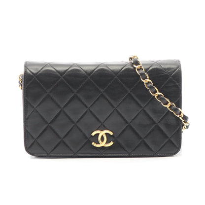 ミニマトラッセ フルフラップ チェーンショルダーバッグ ラムスキン ブラック ゴールド金具 シャネル バッグ CHANEL