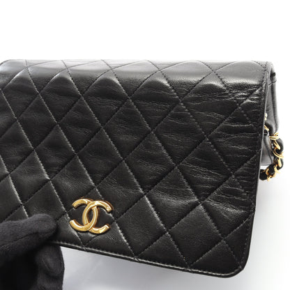 ミニマトラッセ フルフラップ チェーンショルダーバッグ ラムスキン ブラック ゴールド金具 シャネル バッグ CHANEL