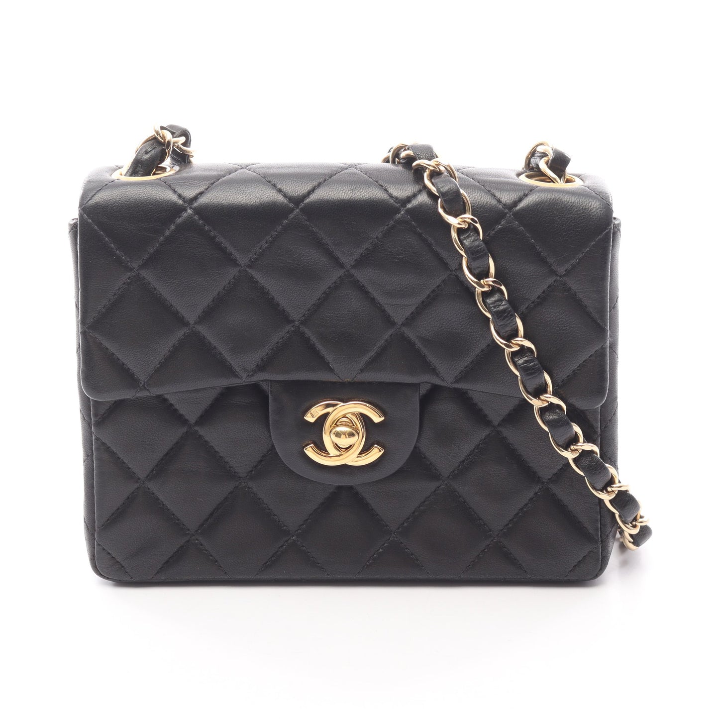ミニマトラッセ チェーンショルダーバッグ ラムスキン ブラック ゴールド金具 シャネル バッグ CHANEL