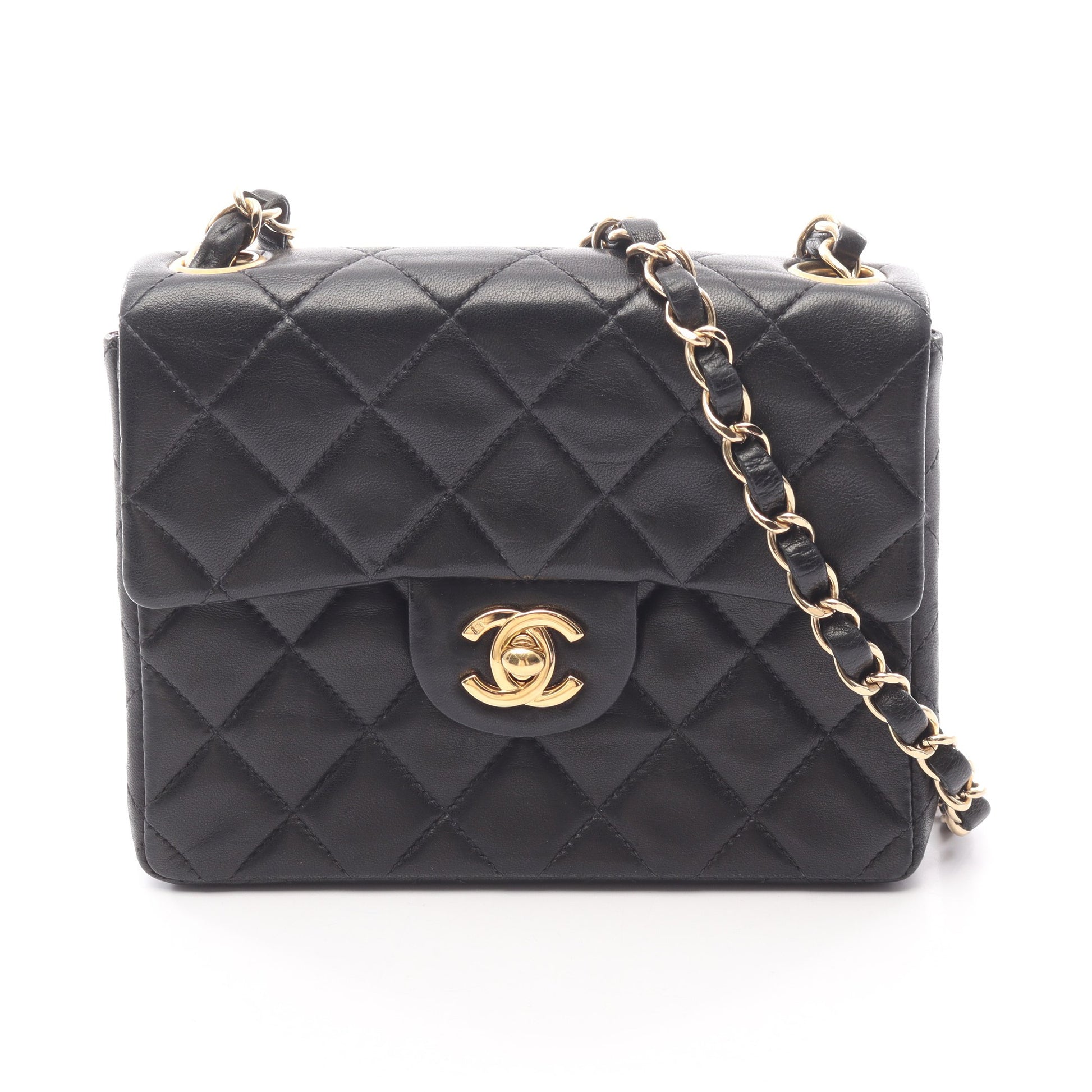 ミニマトラッセ チェーンショルダーバッグ ラムスキン ブラック ゴールド金具 シャネル バッグ CHANEL