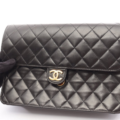 マトラッセ チェーンショルダーバッグ ラムスキン ブラック ゴールド金具 プッシュロック シャネル バッグ CHANEL