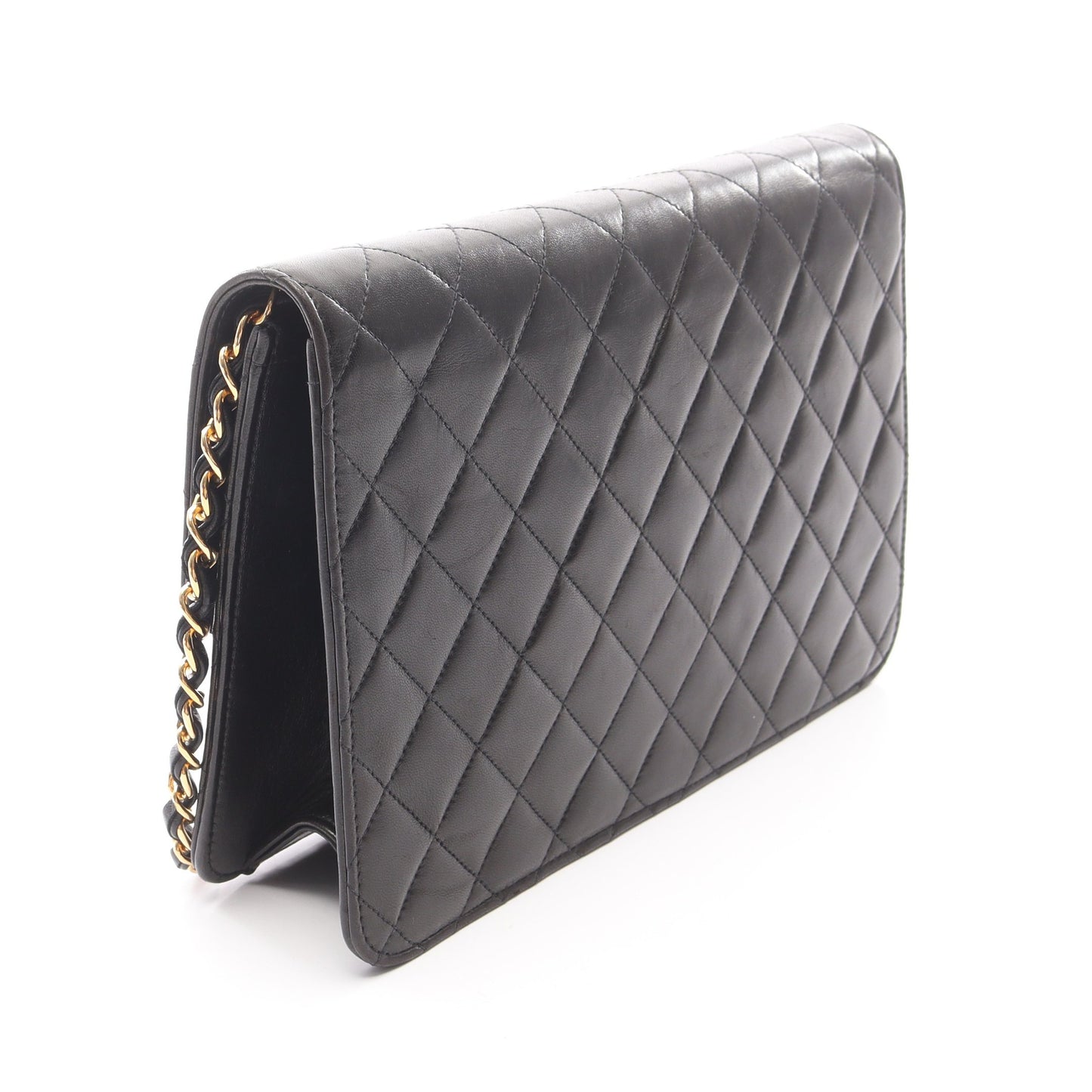 マトラッセ チェーンショルダーバッグ ラムスキン ブラック ゴールド金具 プッシュロック シャネル バッグ CHANEL