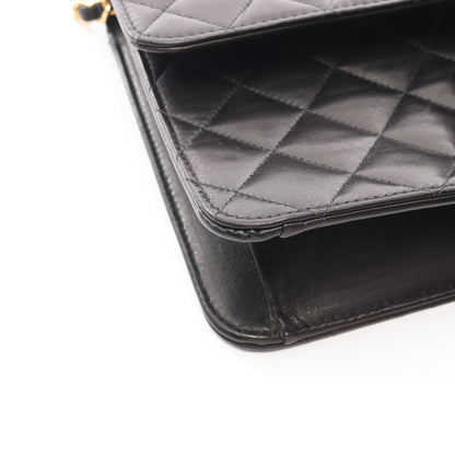 マトラッセ チェーンショルダーバッグ ラムスキン ブラック ゴールド金具 プッシュロック シャネル バッグ CHANEL