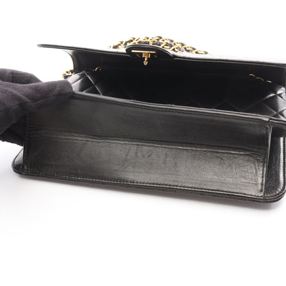 マトラッセ チェーンショルダーバッグ ラムスキン ブラック ゴールド金具 プッシュロック シャネル バッグ CHANEL