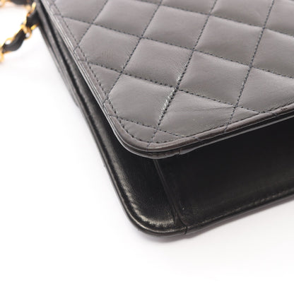 マトラッセ チェーンショルダーバッグ ラムスキン ブラック ゴールド金具 プッシュロック シャネル バッグ CHANEL