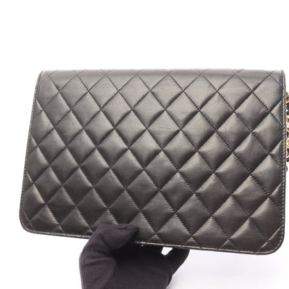 マトラッセ チェーンショルダーバッグ ラムスキン ブラック ゴールド金具 プッシュロック シャネル バッグ CHANEL