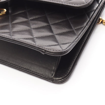 マトラッセ チェーンショルダーバッグ ラムスキン ブラック ゴールド金具 プッシュロック シャネル バッグ CHANEL