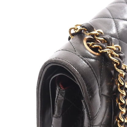 マトラッセ パリ限定 Wフラップ チェーンショルダーバッグ ラムスキン ブラック コンビ金具 シャネル バッグ CHANEL