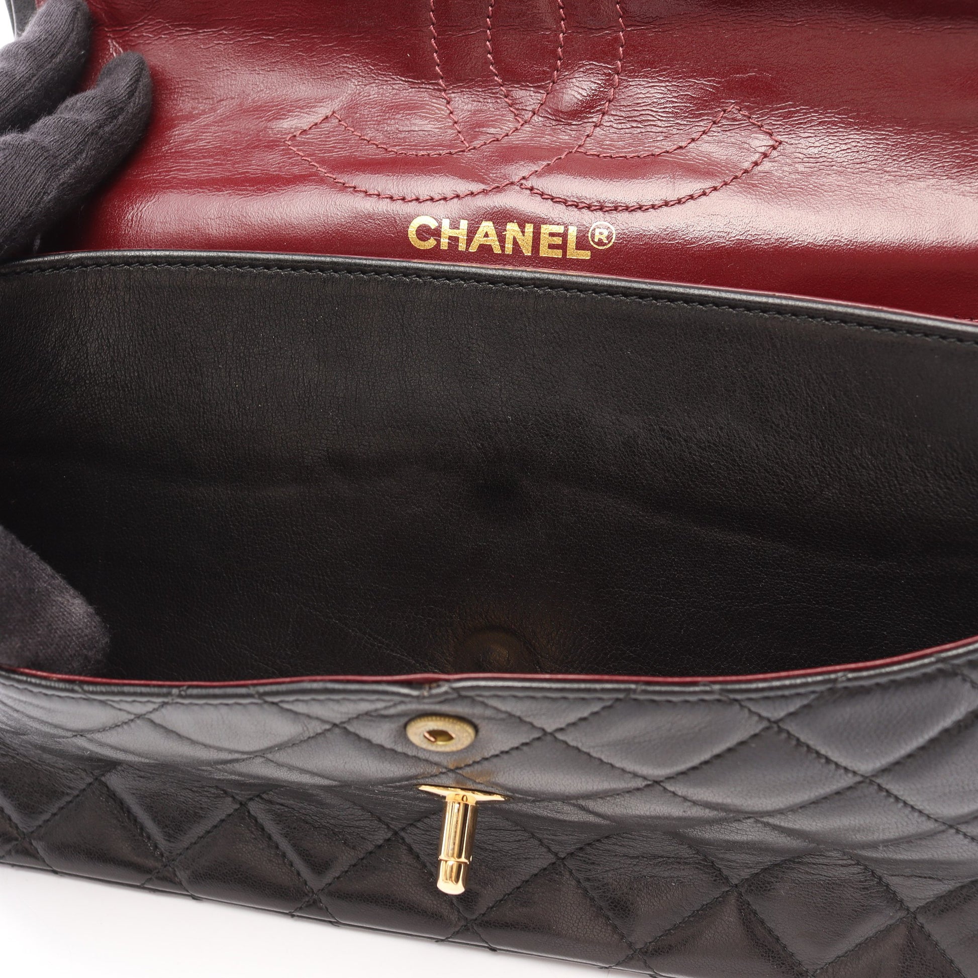 マトラッセ パリ限定 Wフラップ チェーンショルダーバッグ ラムスキン ブラック コンビ金具 シャネル バッグ CHANEL