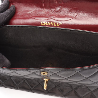 マトラッセ パリ限定 Wフラップ チェーンショルダーバッグ ラムスキン ブラック コンビ金具 シャネル バッグ CHANEL