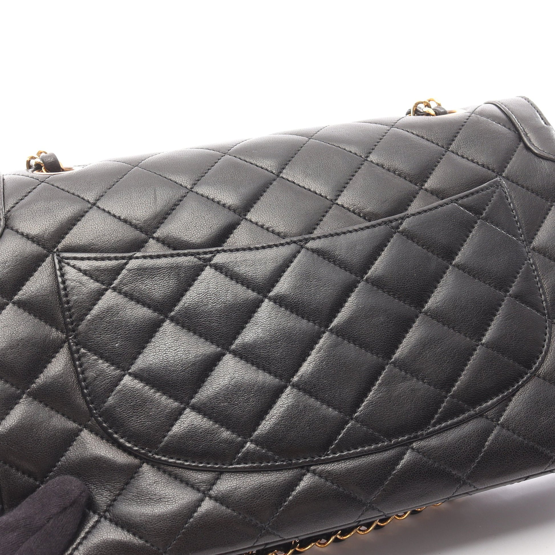 マトラッセ パリ限定 Wフラップ チェーンショルダーバッグ ラムスキン ブラック コンビ金具 シャネル バッグ CHANEL