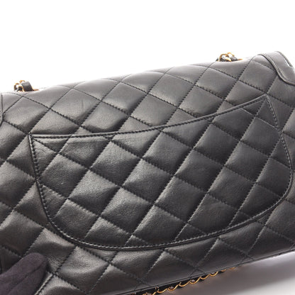マトラッセ パリ限定 Wフラップ チェーンショルダーバッグ ラムスキン ブラック コンビ金具 シャネル バッグ CHANEL