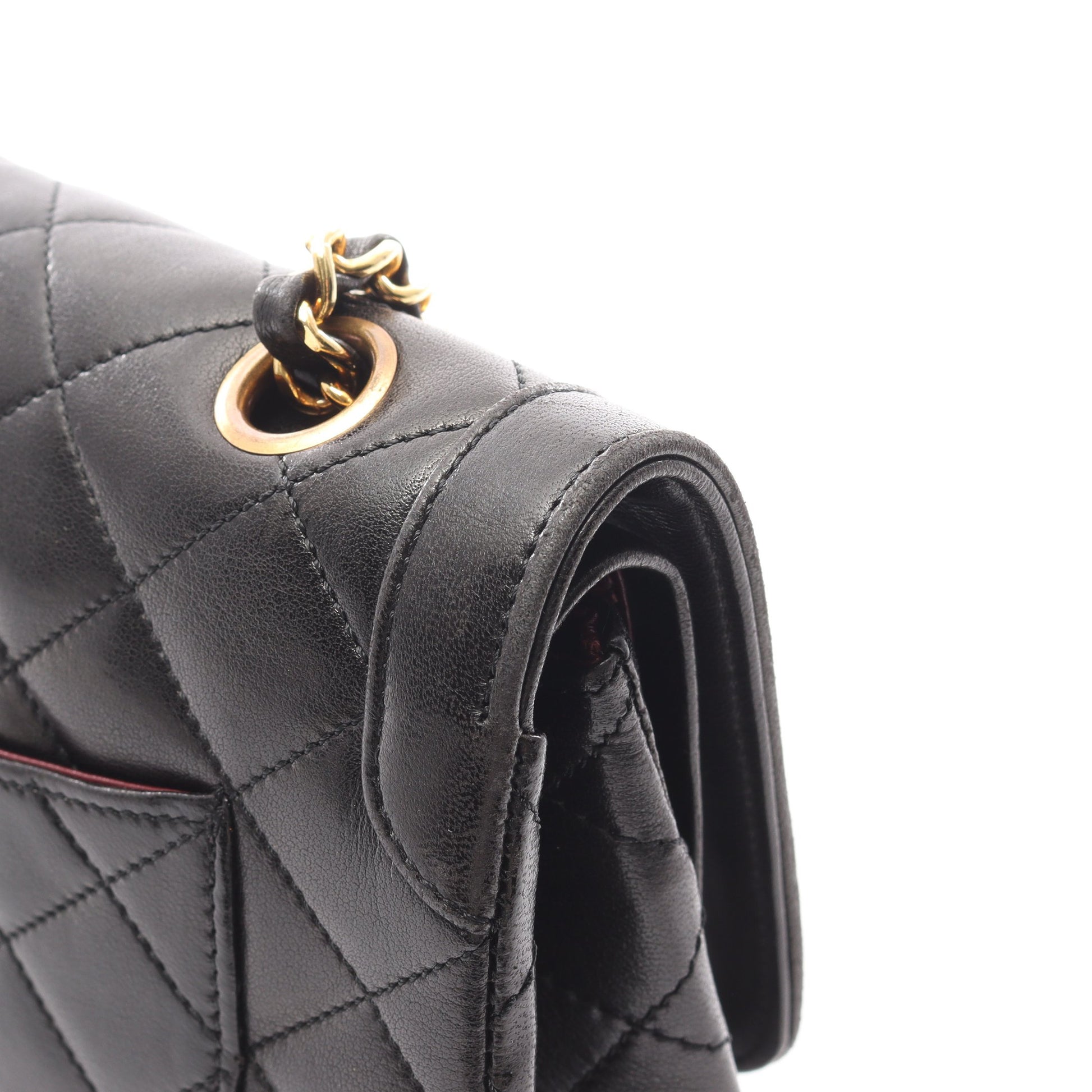 マトラッセ パリ限定 Wフラップ チェーンショルダーバッグ ラムスキン ブラック コンビ金具 シャネル バッグ CHANEL